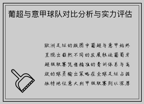 葡超与意甲球队对比分析与实力评估